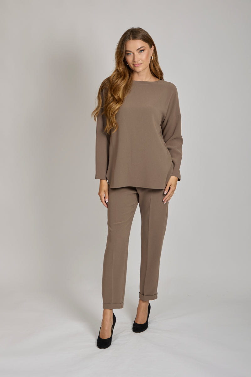 CREPE TROUSERS-TORTORA