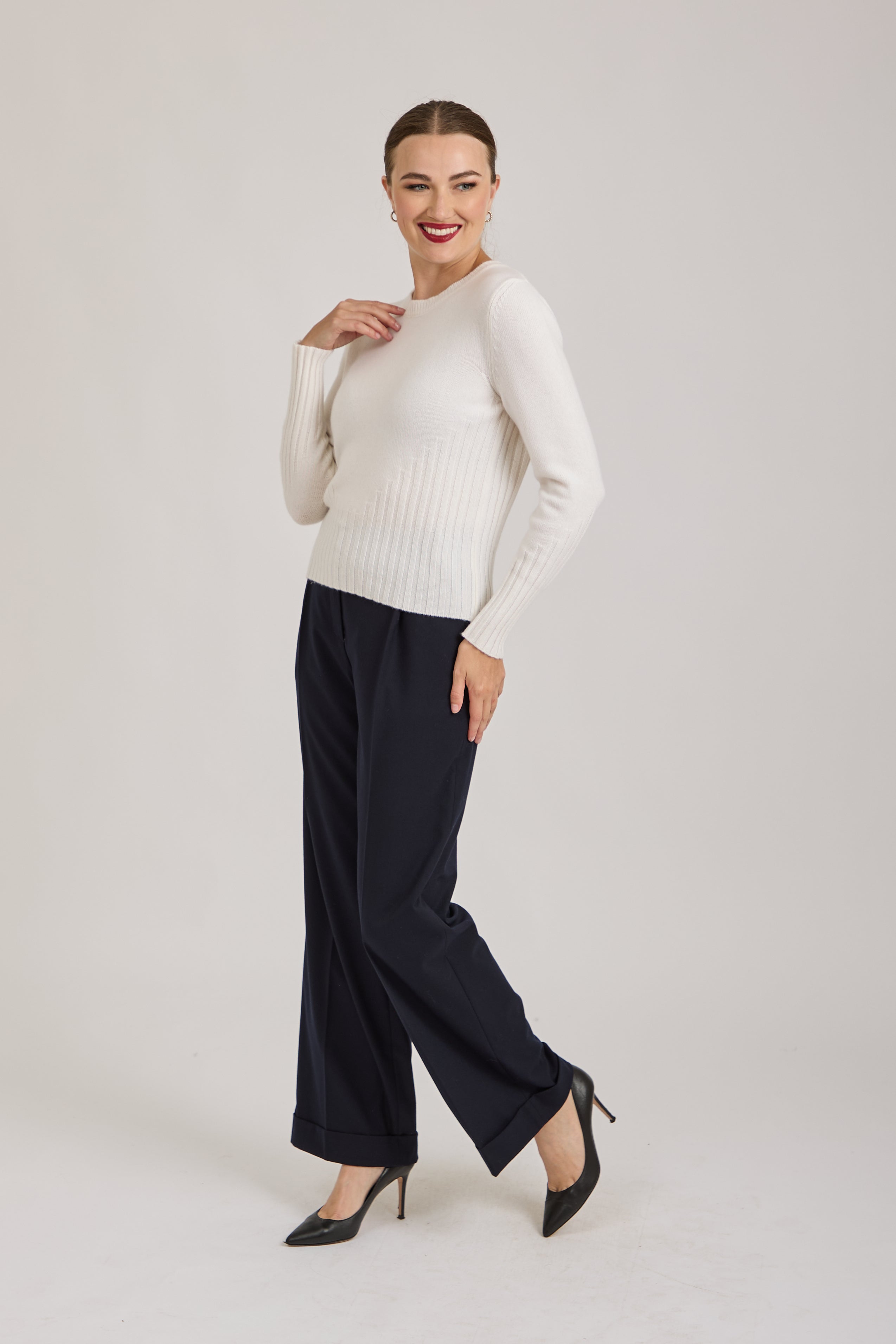 FLARE TROUSERS-NAVY