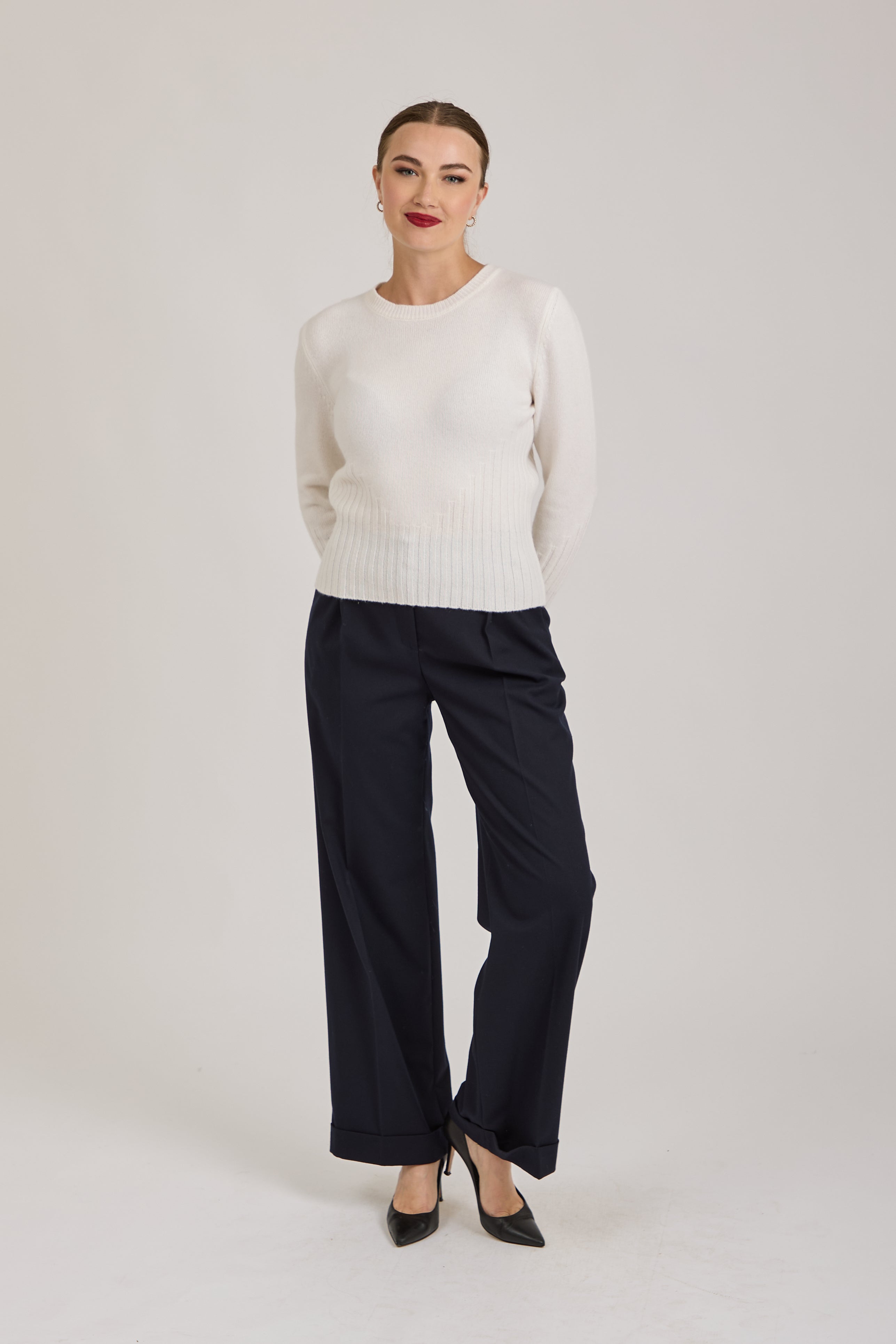 FLARE TROUSERS-NAVY