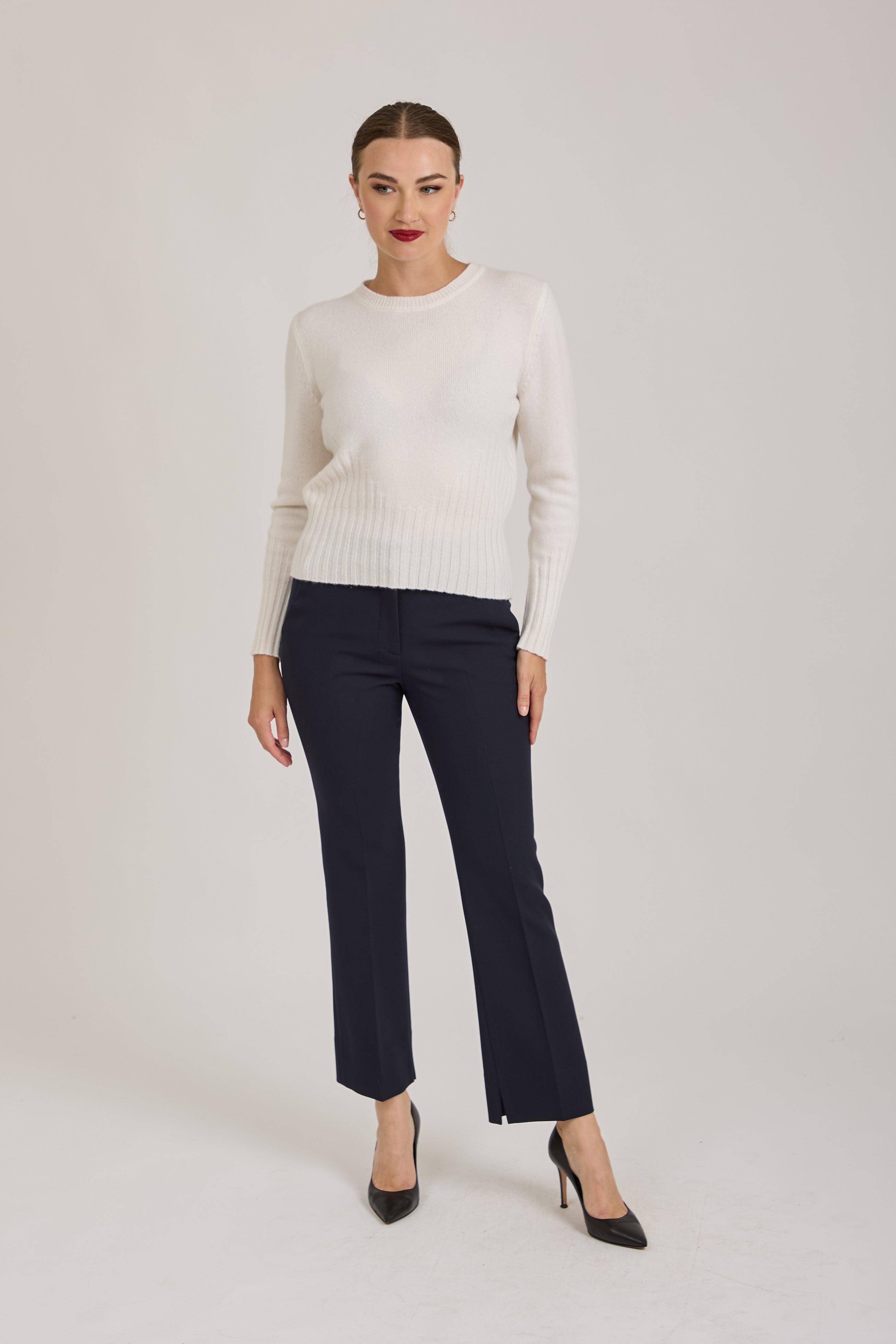 TROUSERS WITH ELASTICATED WAIST-NAVY