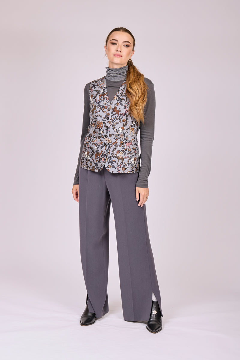 TROUSERS WITH SLIT-ANTHRACITE