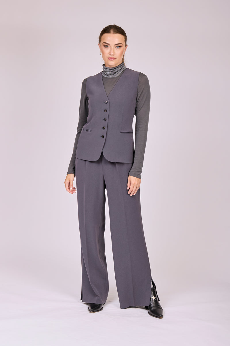 TROUSERS WITH SLIT-ANTHRACITE