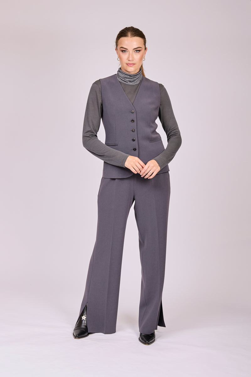 TROUSERS WITH SLIT-ANTHRACITE