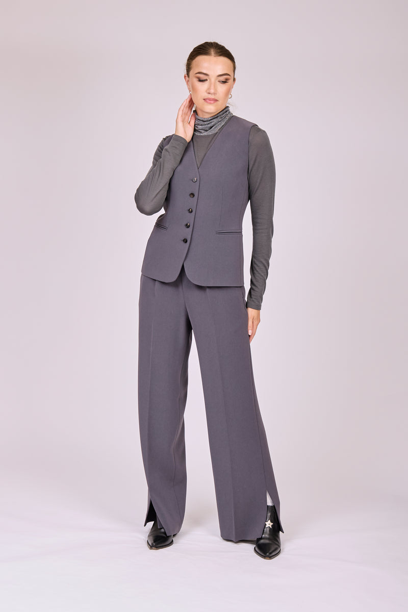 TROUSERS WITH SLIT-ANTHRACITE