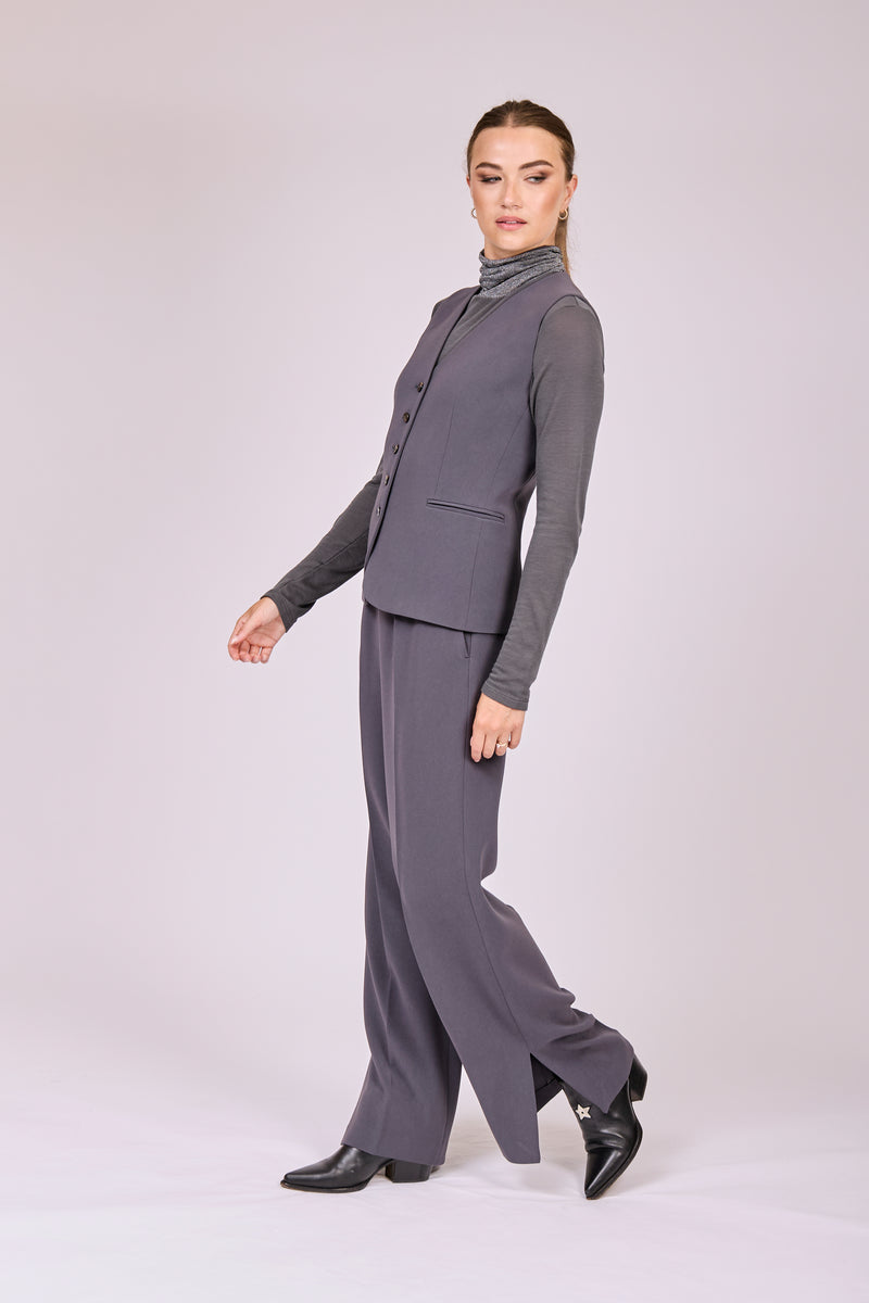 TROUSERS WITH SLIT-ANTHRACITE