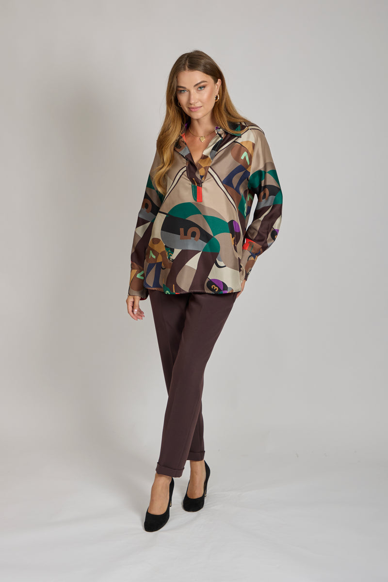 SILK PRINTED SHIRT-TORTORA