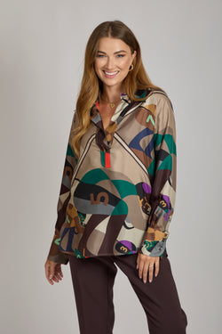 SILK PRINTED SHIRT-TORTORA