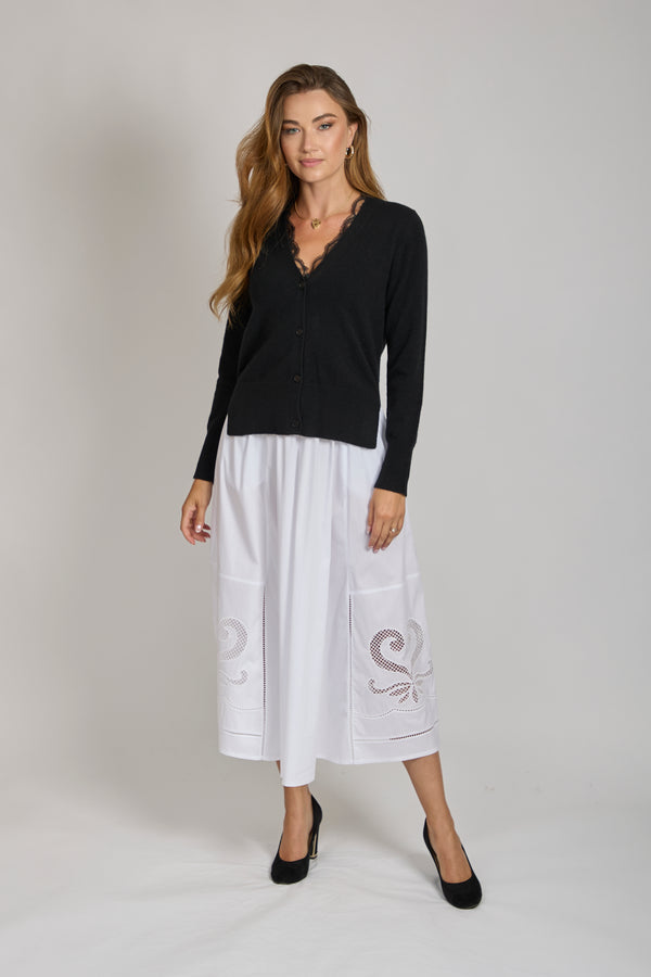 SKIRT WITH BROIDERY- WHITE