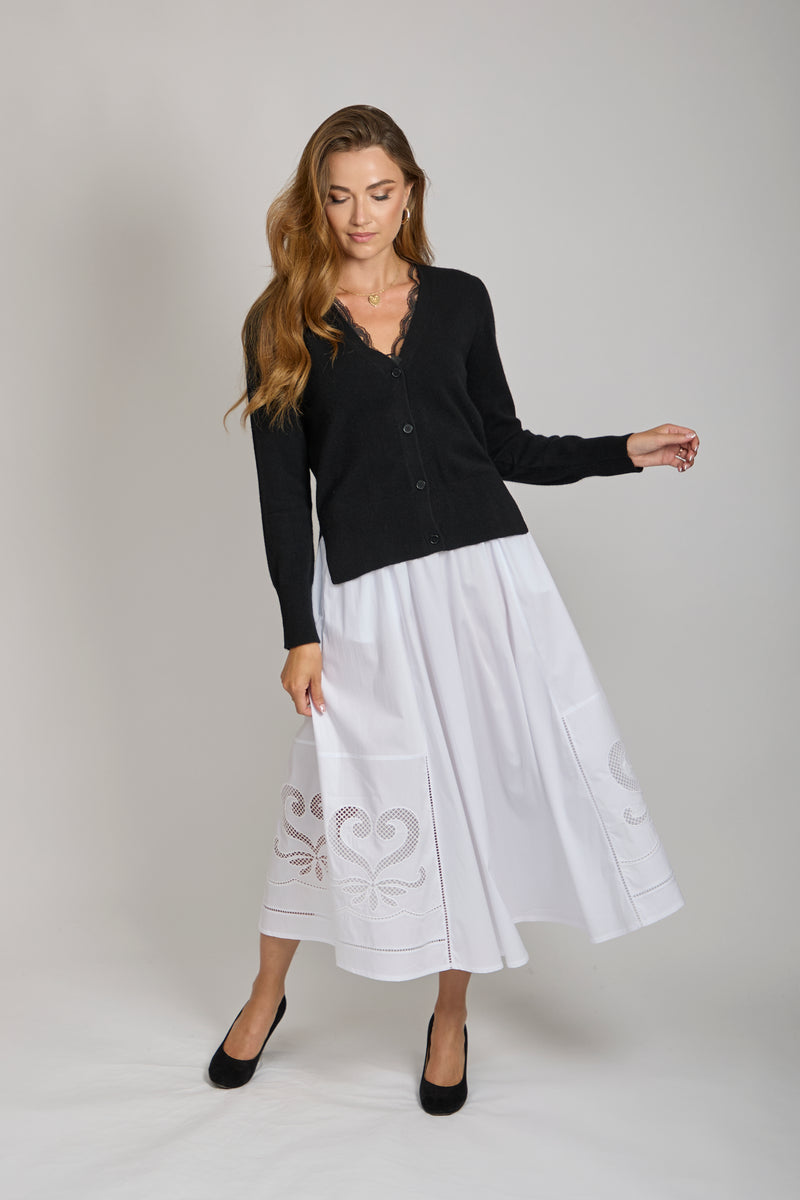 SKIRT WITH BROIDERY- WHITE