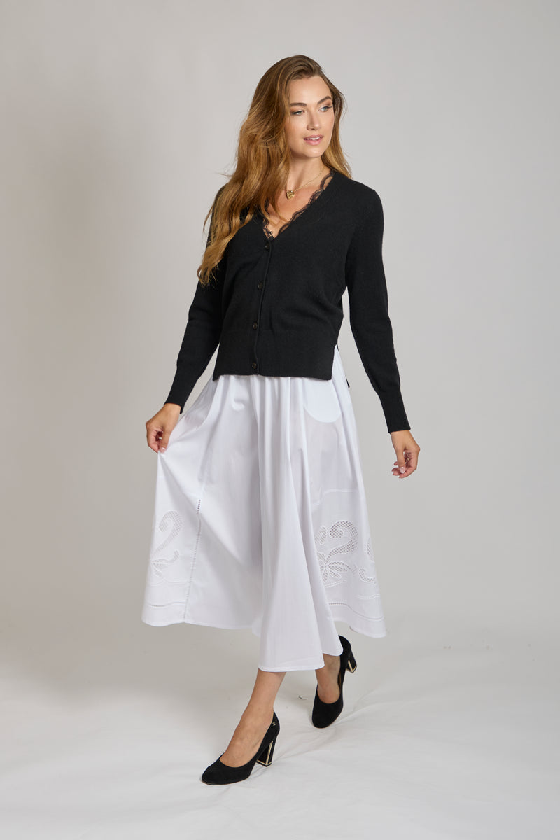 SKIRT WITH BROIDERY- WHITE