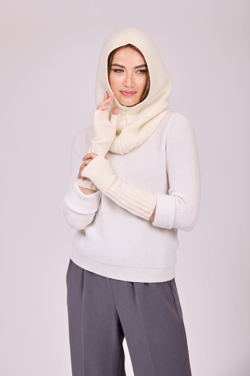 CASHMERE  MITAINES-WHITE