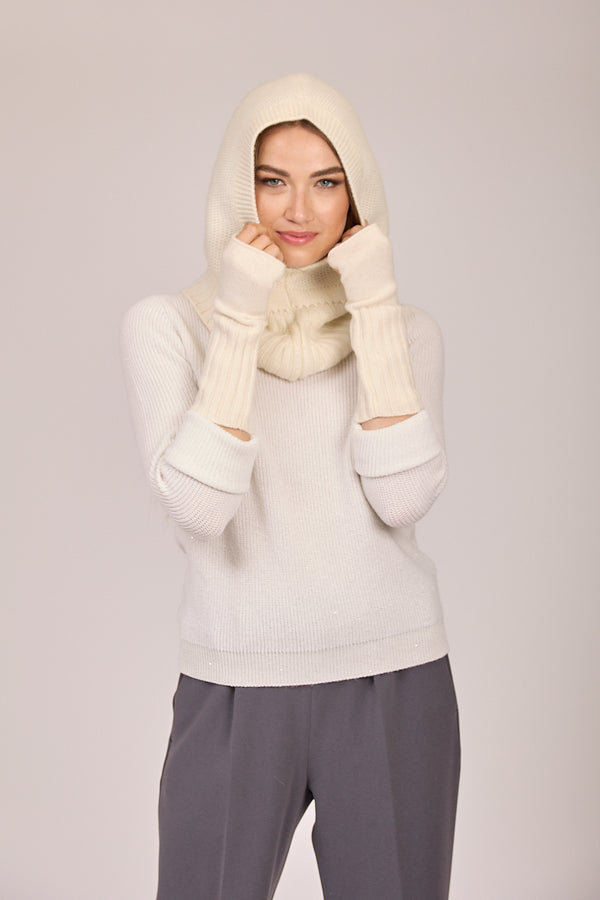 CASHMERE  MITAINES-WHITE