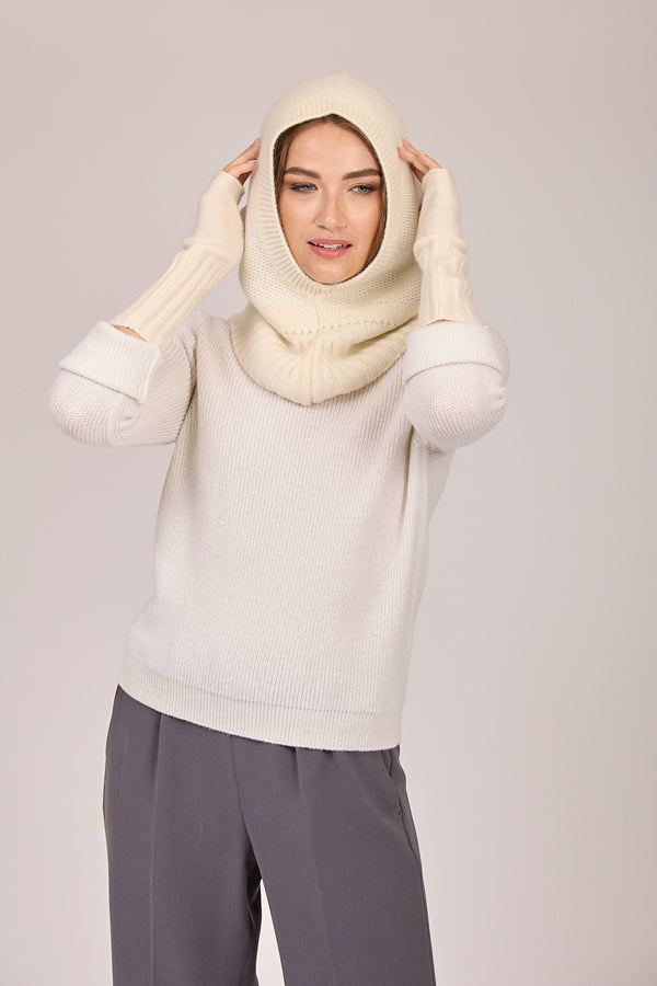 CASHMERE  MITAINES-WHITE