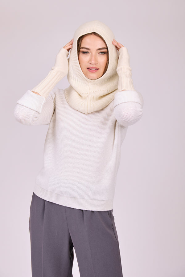 CASHMERE  MITAINES-WHITE