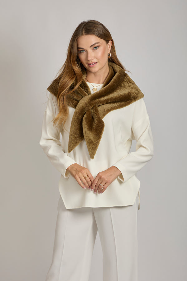 SHEARLING SHAWL-BRONZ