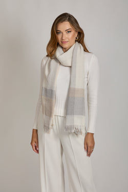 WOOL SCARF-WHITE/BEIGE