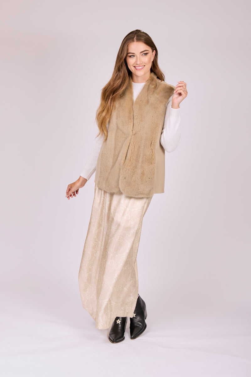 PRINTED SKIRT-SPRING BEIGE