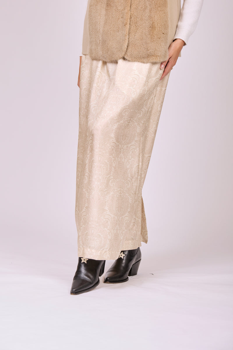 PRINTED SKIRT-SPRING BEIGE