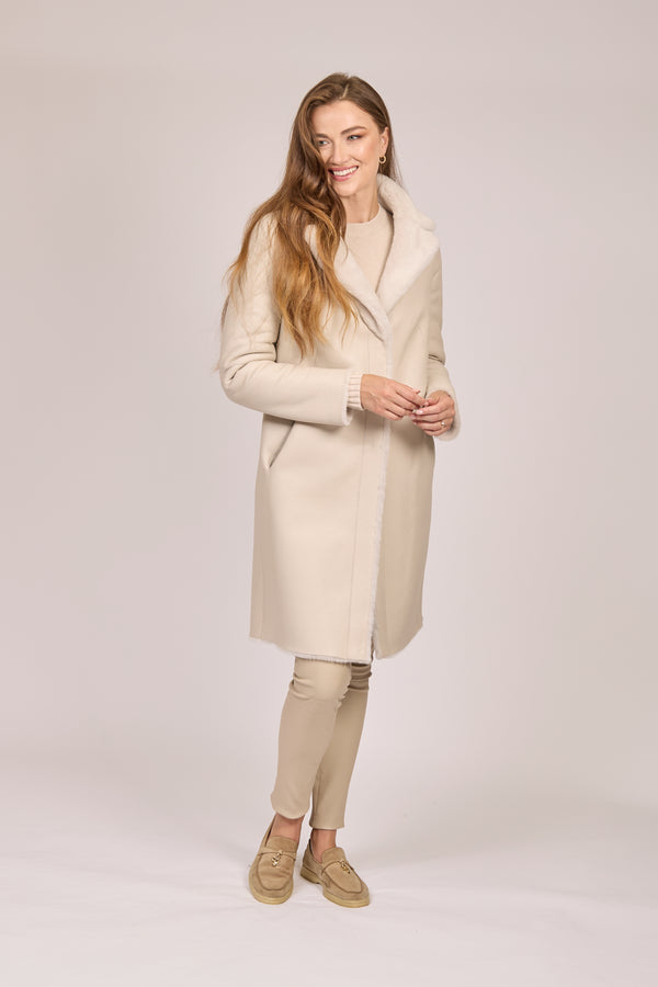 SHEARLING COAT-MILK