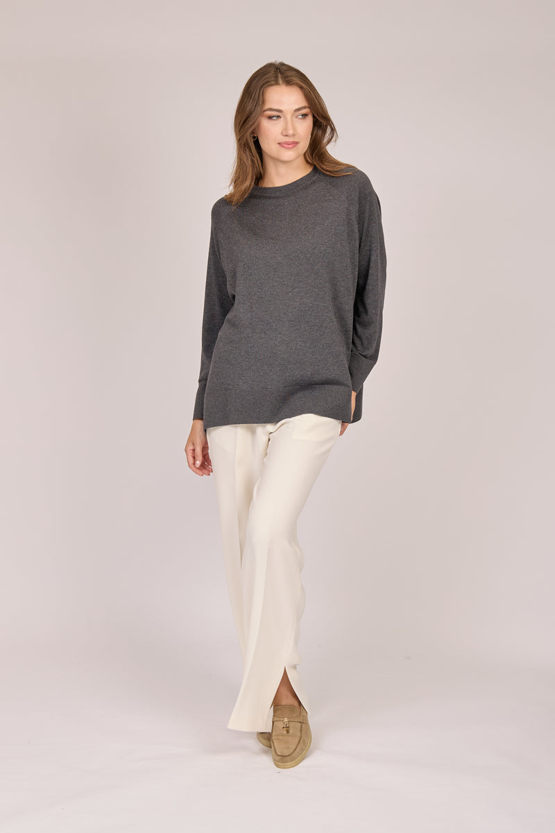 BOAT NECK TOP-GRIGIO