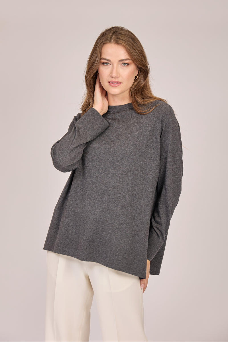 BOAT NECK TOP-GRIGIO