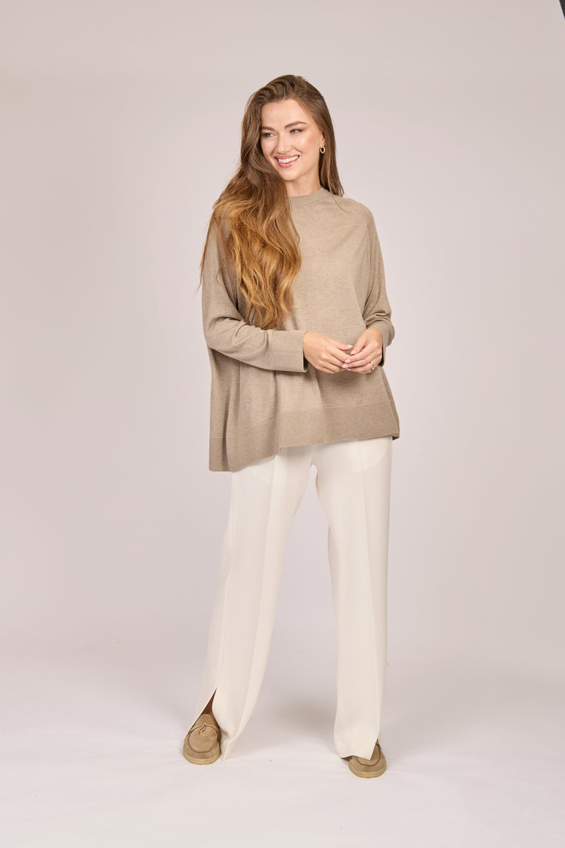 BOAT NECK TOP-SABBIA