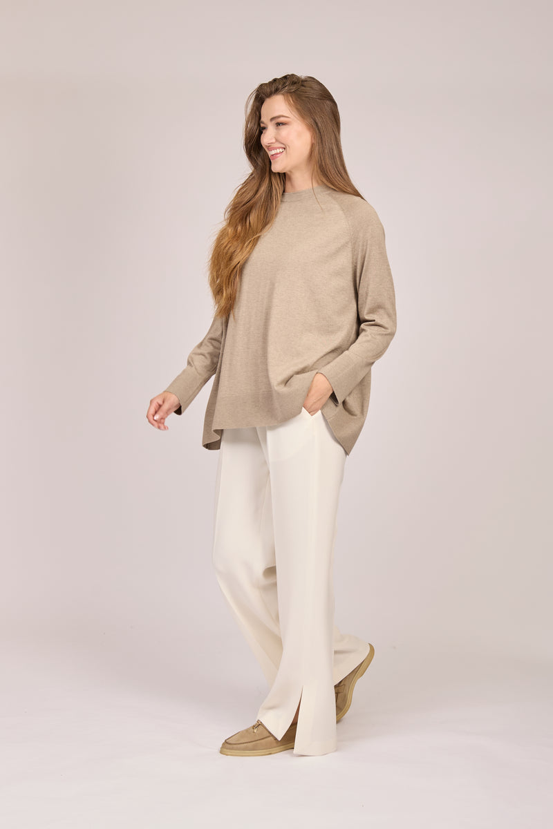 BOAT NECK TOP-SABBIA