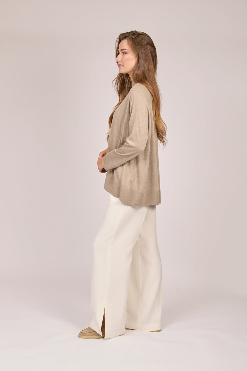 BOAT NECK TOP-SABBIA