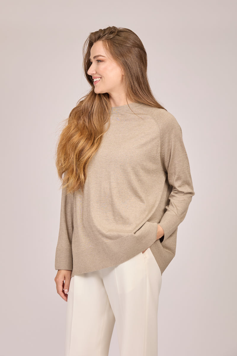 BOAT NECK TOP-SABBIA