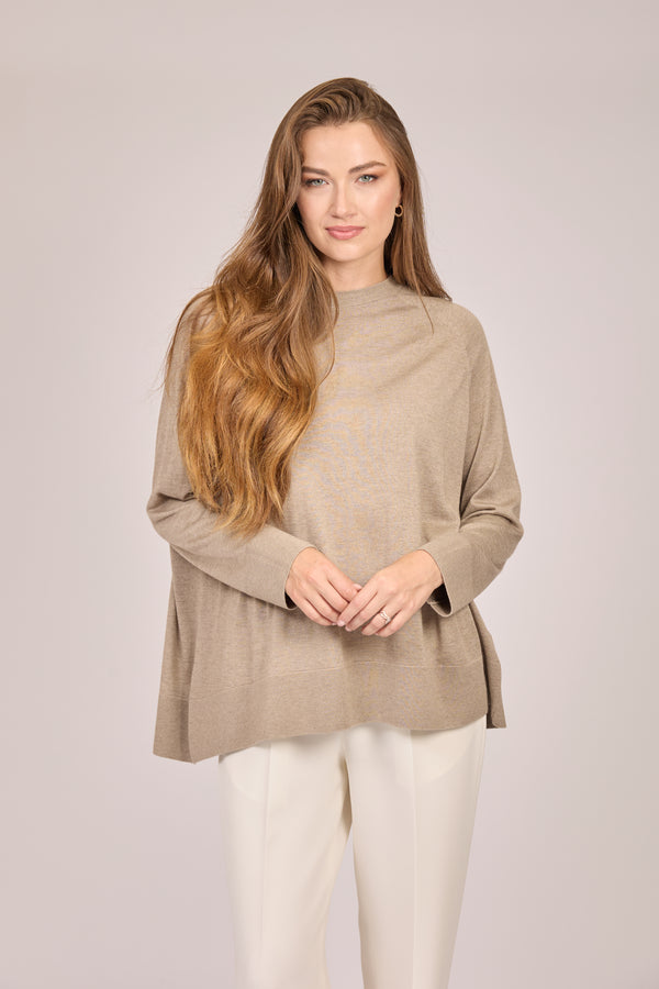 BOAT NECK TOP-SABBIA