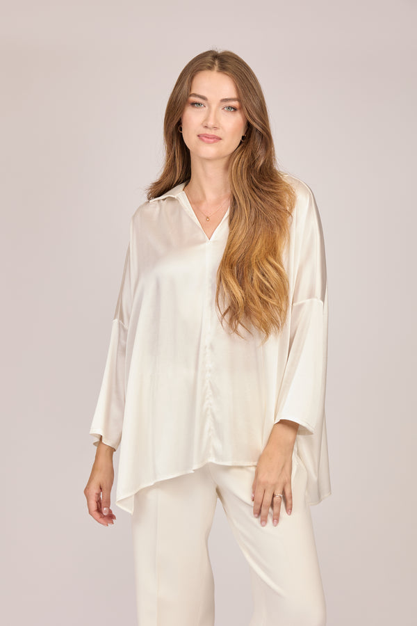 OVERSIZE SILK SHIRT - WHITE