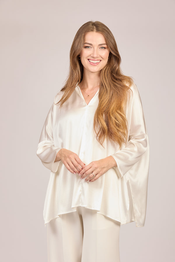 OVERSIZE SILK SHIRT - WHITE