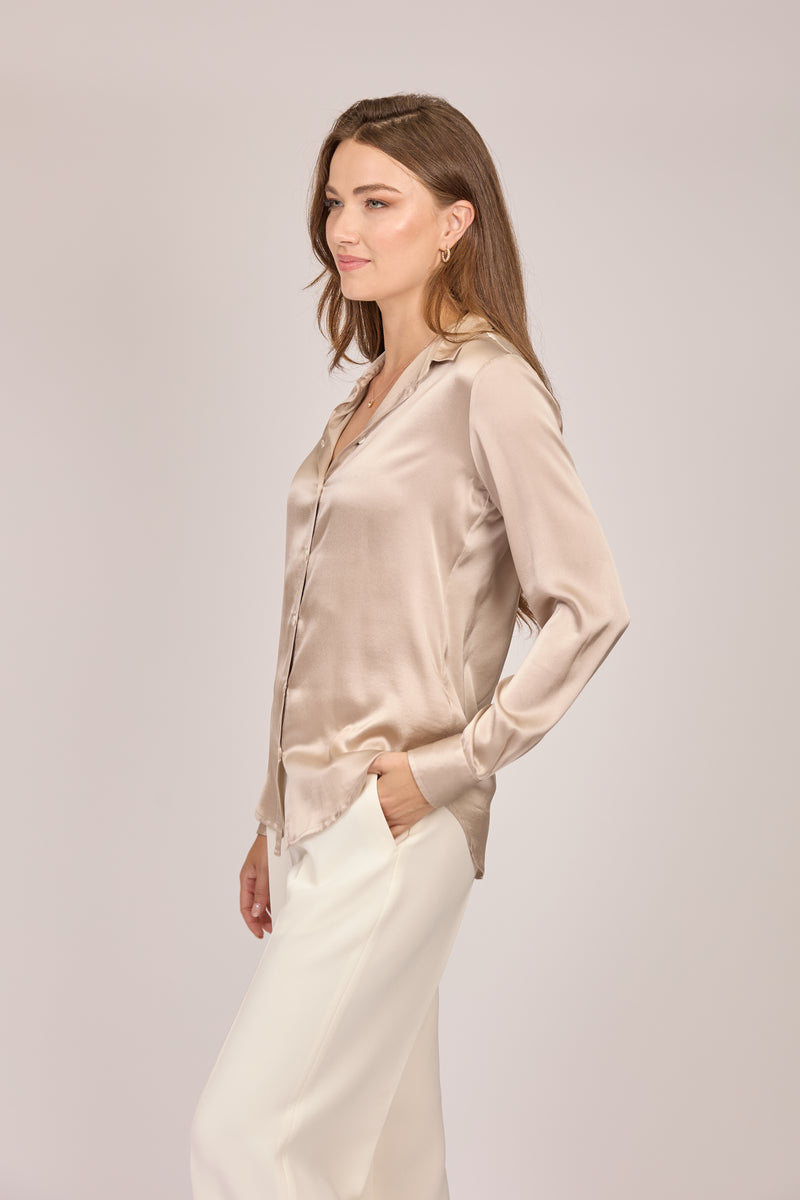 SILK SHIRT-TAUPE