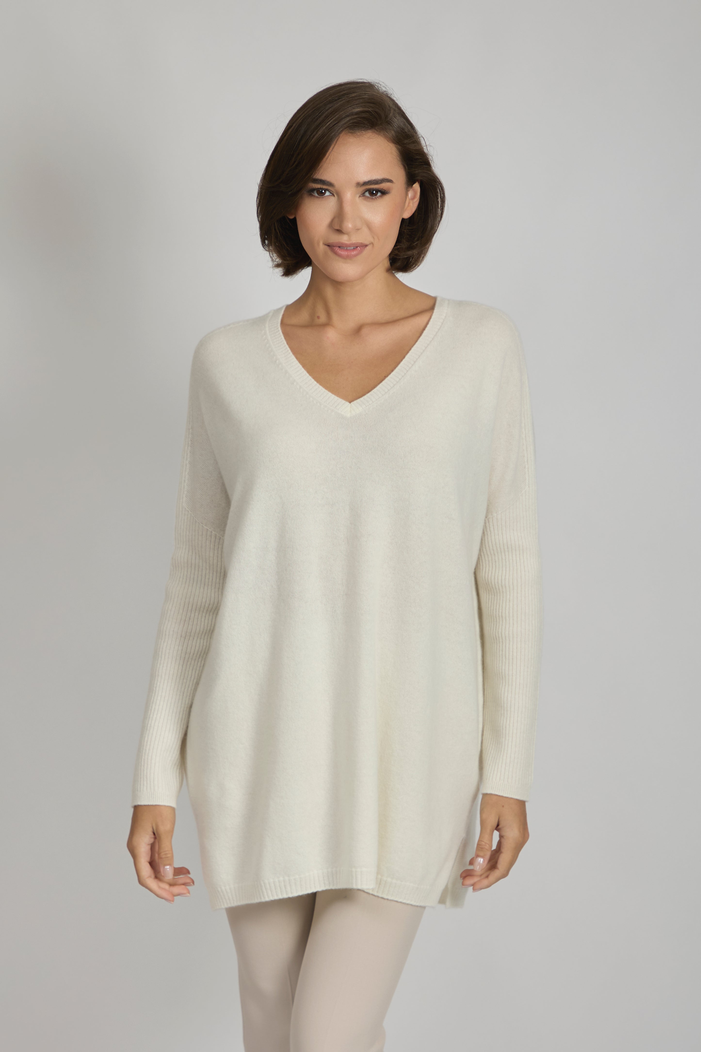 CASHMERE TUNIC-CREAM