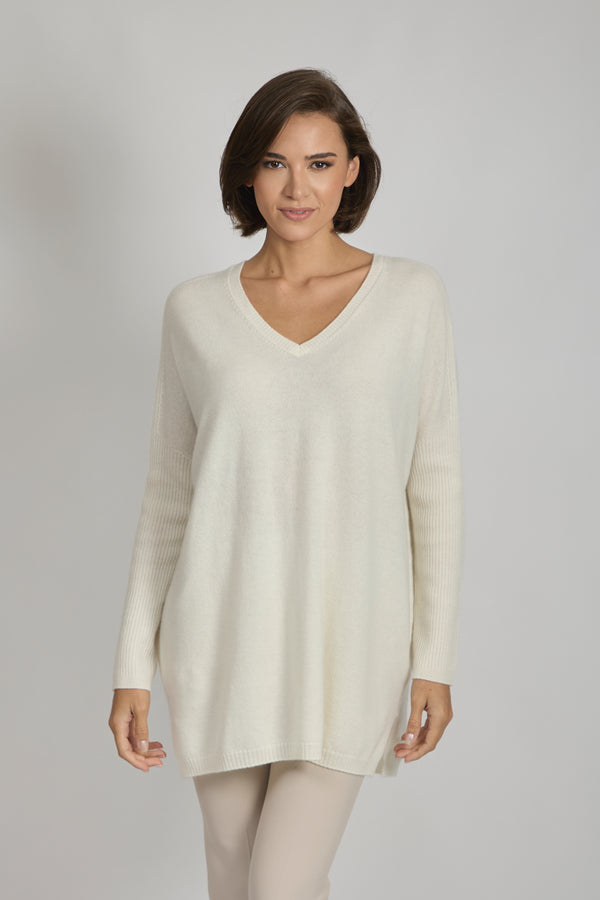 CASHMERE TUNIC-CREAM