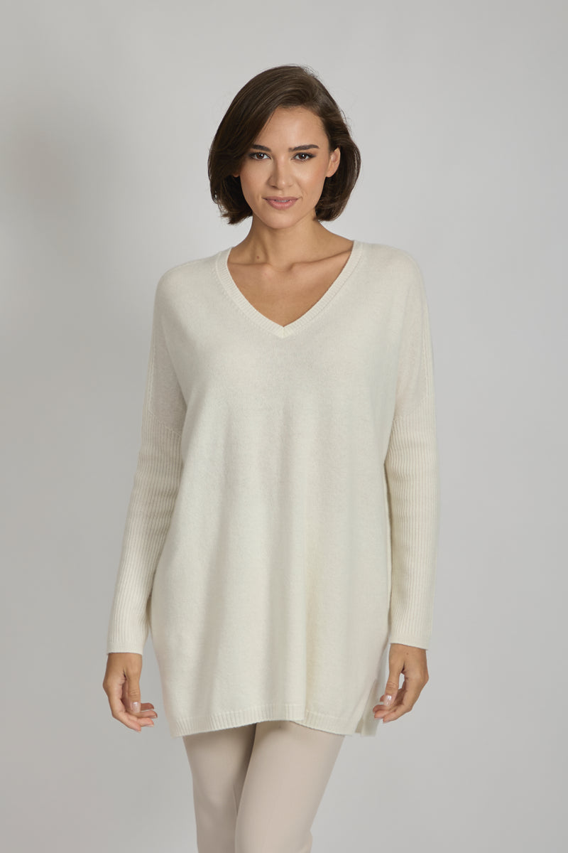 CASHMERE TUNIC-CREAM