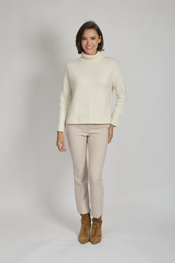 THICK HIGH NECK JUMPER-CREAM