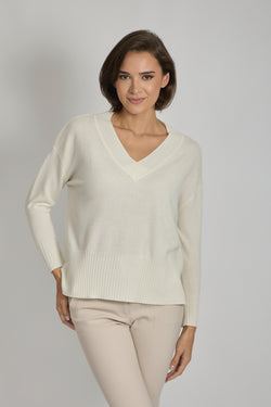 V NECK JUMPER -CREAM