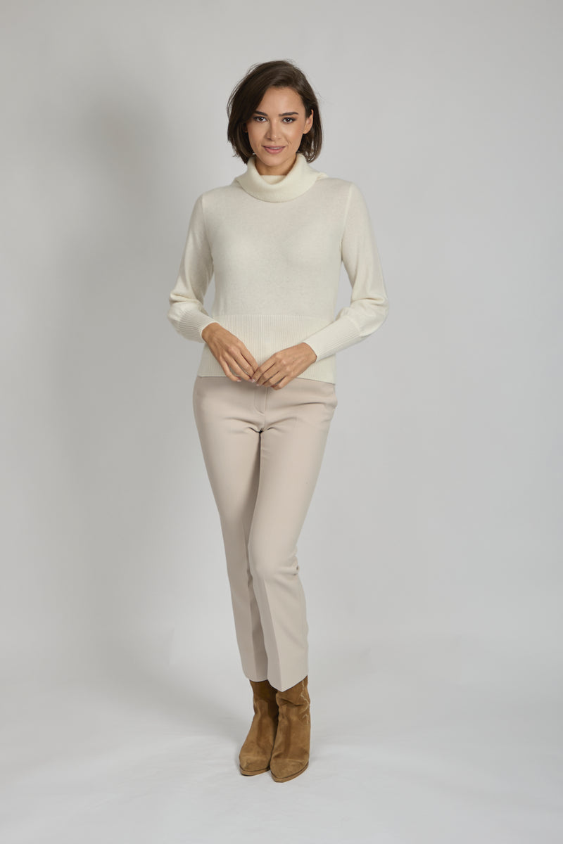 ROLL NECK BALLOON SLEEVES JUMPER - OFF WHITE