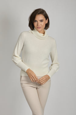 ROLL NECK BALLOON SLEEVES JUMPER - OFF WHITE