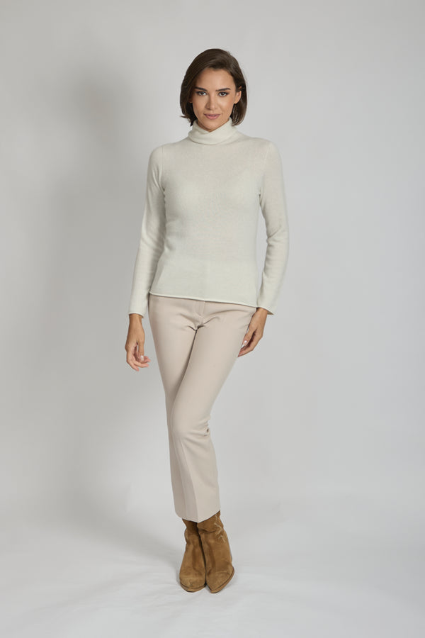 HIGH NECK JUMPER WITH LUREX-CREAM