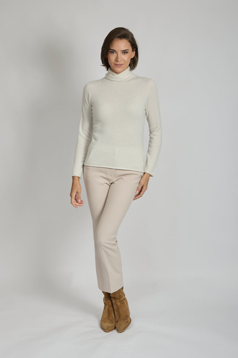 HIGH NECK JUMPER WITH LUREX-CREAM