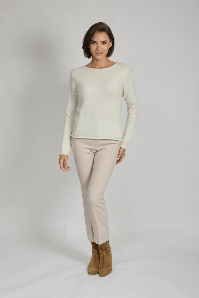 CREW NECK JUMPER WITH LUREX-CREAM