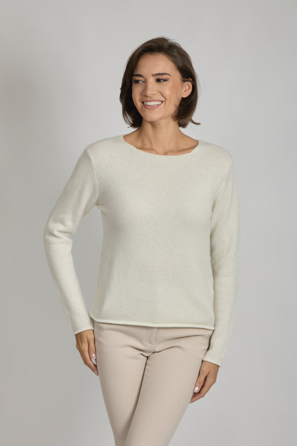 CREW NECK JUMPER WITH LUREX-CREAM