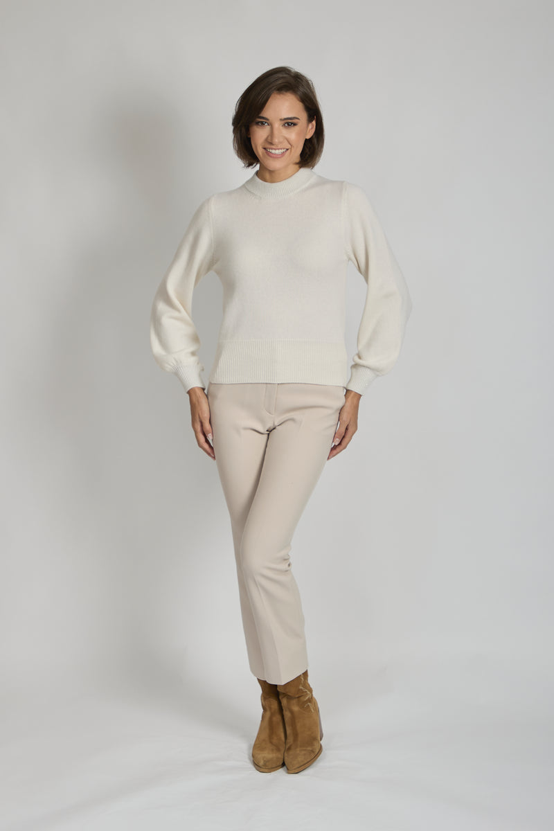 ROUND NECK SWEATER-LATTE