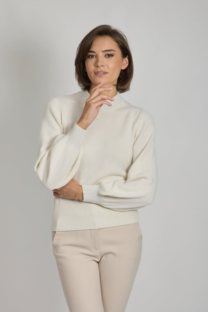 ROUND NECK SWEATER-LATTE