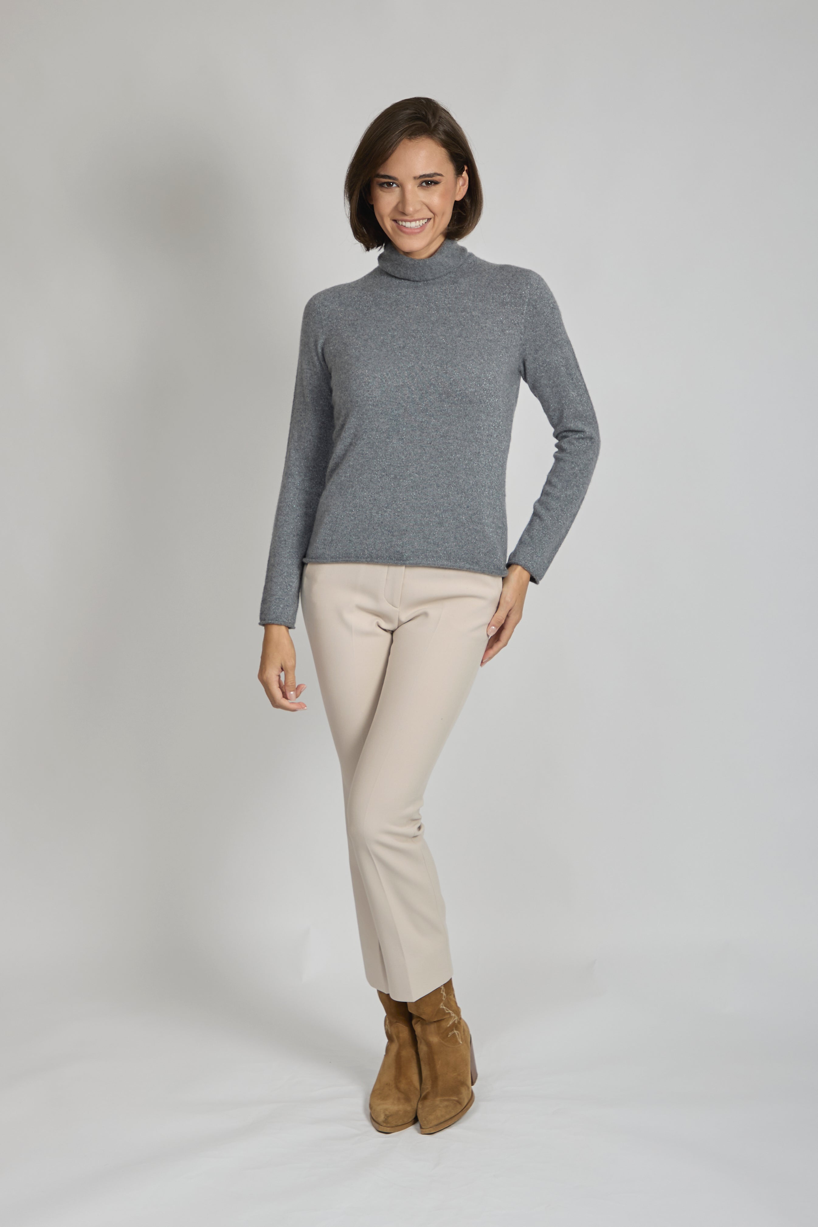HIGH NECK JUMPER WITH LUREX-ETAIN