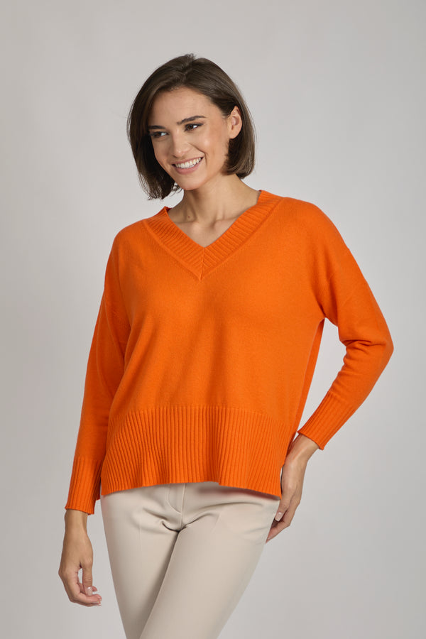 V NECK JUMPER-KUMQUAT