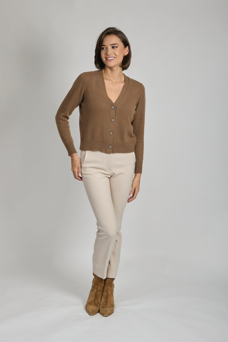 CASHMERE CARDIGAN-TOFFEE