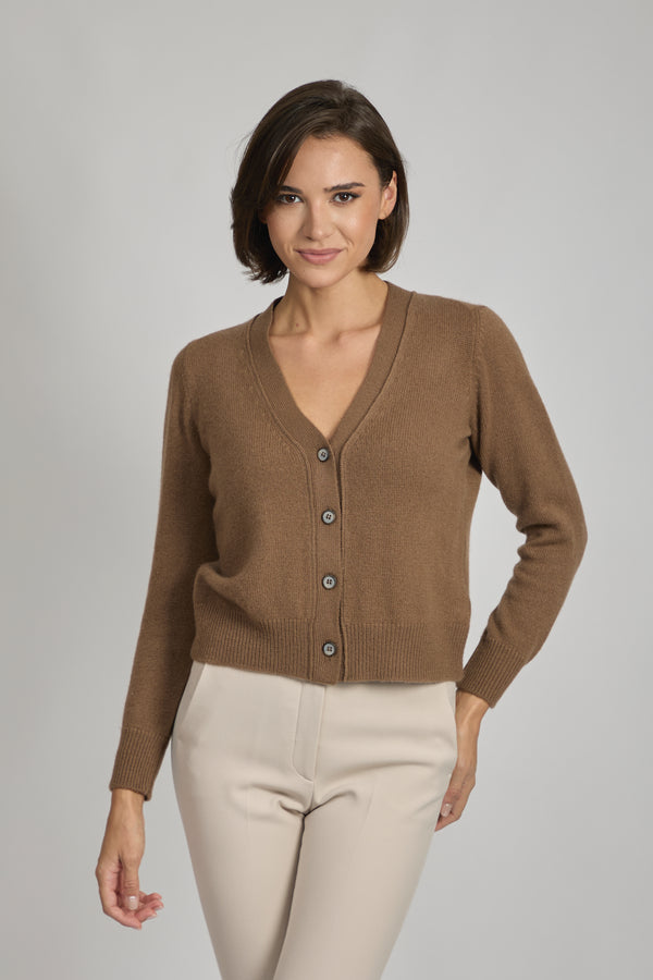 CASHMERE CARDIGAN-TOFFEE